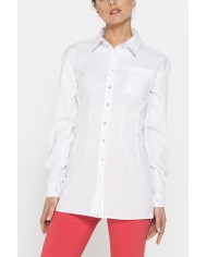 MAXI CAMICIA A MANICA LUNGA CON PINCES IN VITA