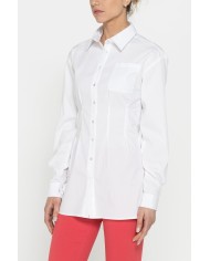 MAXI CAMICIA A MANICA LUNGA CON PINCES IN VITA