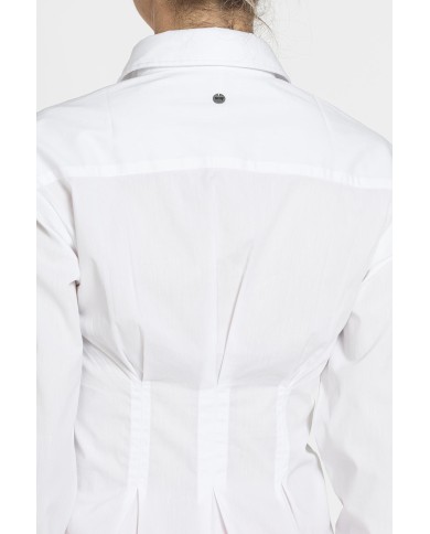 MAXI CAMICIA A MANICA LUNGA CON PINCES IN VITA