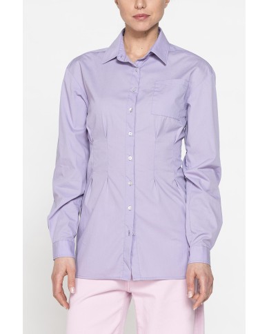 MAXI CAMICIA A MANICA LUNGA CON PINCES IN VITA