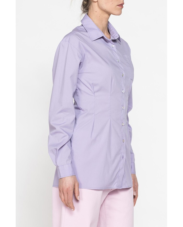 MAXI CAMICIA A MANICA LUNGA CON PINCES IN VITA