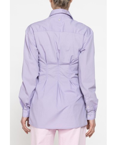 MAXI CAMICIA A MANICA LUNGA CON PINCES IN VITA