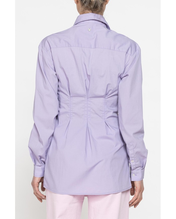 MAXI CAMICIA A MANICA LUNGA CON PINCES IN VITA