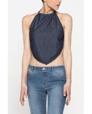 TOP A TRIANGOLO CON SCHIENA SCOPERTA IN DENIM LEGGERO 7oz