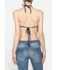 TOP A TRIANGOLO CON SCHIENA SCOPERTA IN DENIM LEGGERO 7oz