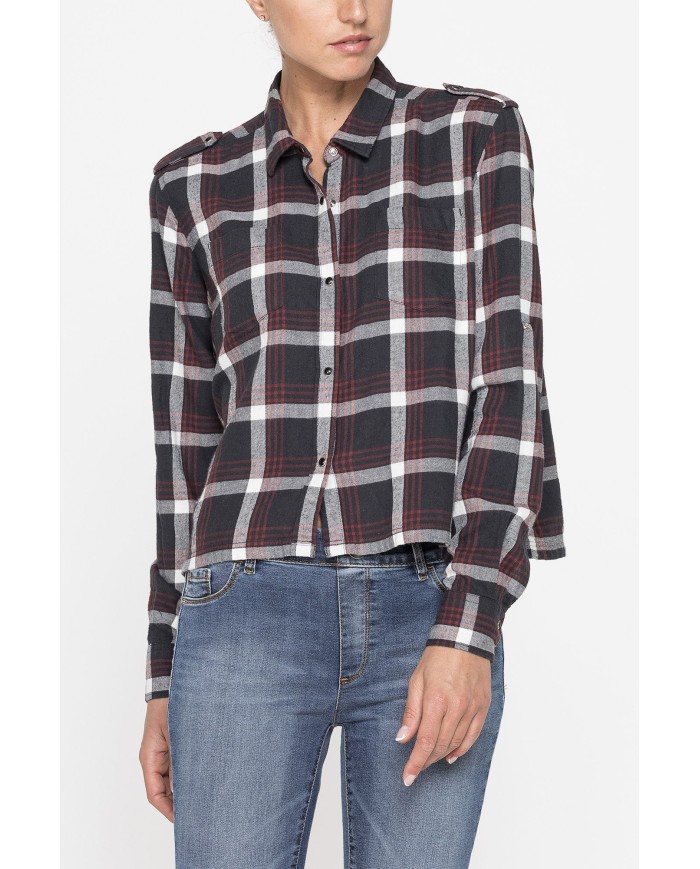 CAMICIA MANICA LUNGA IN TESSUTO COTONE A QUADRI