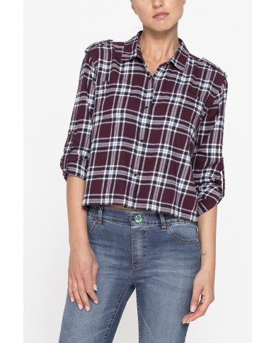 CAMICIA MANICA LUNGA IN TESSUTO COTONE A QUADRI