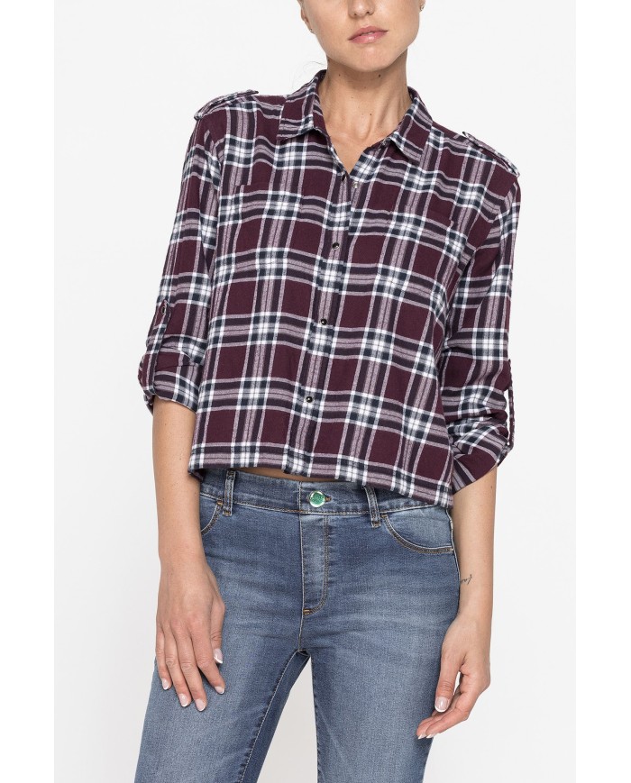 CAMICIA MANICA LUNGA IN TESSUTO COTONE A QUADRI