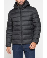 GIUBBINO IN TESSUTO EFFETTO MELANGE CON CAPPUCCIO