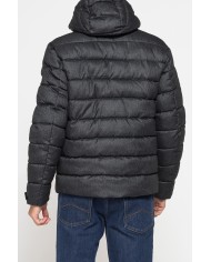 GIUBBINO IN TESSUTO EFFETTO MELANGE CON CAPPUCCIO