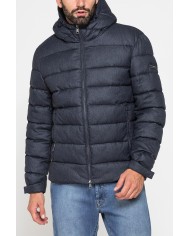 GIUBBINO IN TESSUTO EFFETTO MELANGE CON CAPPUCCIO