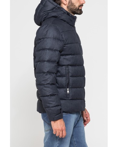 GIUBBINO IN TESSUTO EFFETTO MELANGE CON CAPPUCCIO