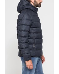 GIUBBINO IN TESSUTO EFFETTO MELANGE CON CAPPUCCIO