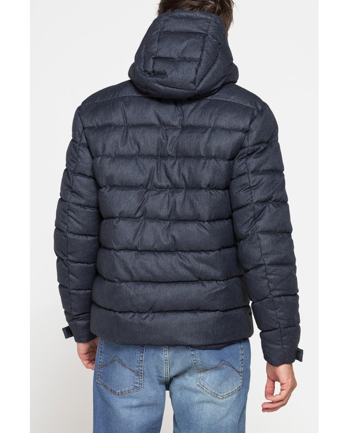 GIUBBINO IN TESSUTO EFFETTO MELANGE CON CAPPUCCIO