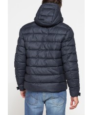 GIUBBINO IN TESSUTO EFFETTO MELANGE CON CAPPUCCIO