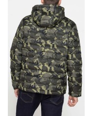 GIUBBINO IMBOTTITO CON CAPPUCCIO IN TESSUTO STAMPATO