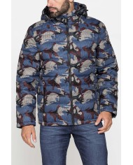 GIUBBINO IMBOTTITO CON CAPPUCCIO IN TESSUTO STAMPATO