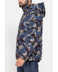 GIUBBINO IMBOTTITO CON CAPPUCCIO IN TESSUTO STAMPATO