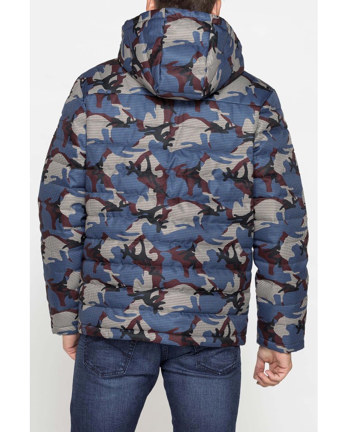 GIUBBINO IMBOTTITO CON CAPPUCCIO IN TESSUTO STAMPATO