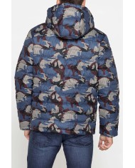 GIUBBINO IMBOTTITO CON CAPPUCCIO IN TESSUTO STAMPATO