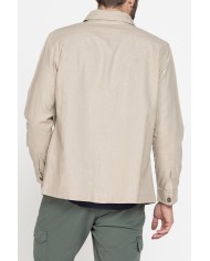 GIACCA CAMICIA IN LINO/COTONE CON TASCHE FRONTALI