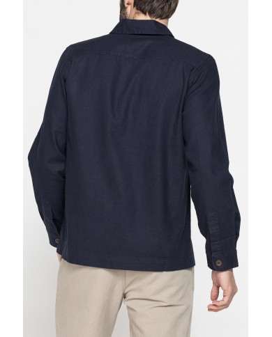 GIACCA CAMICIA IN LINO/COTONE CON TASCHE FRONTALI