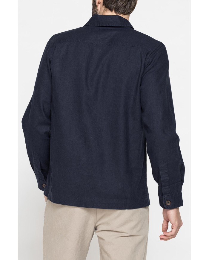 GIACCA CAMICIA IN LINO/COTONE CON TASCHE FRONTALI