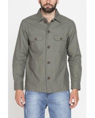 GIACCA CAMICIA IN LINO/COTONE CON TASCHE FRONTALI
