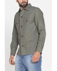 GIACCA CAMICIA IN LINO/COTONE CON TASCHE FRONTALI