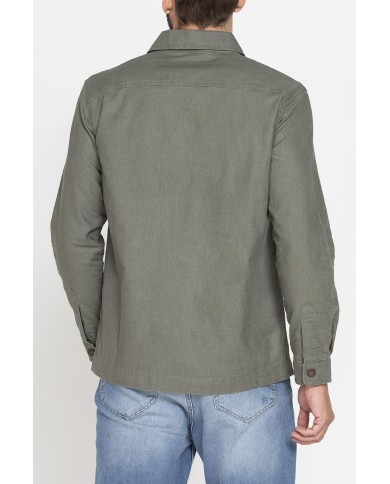 GIACCA CAMICIA IN LINO/COTONE CON TASCHE FRONTALI