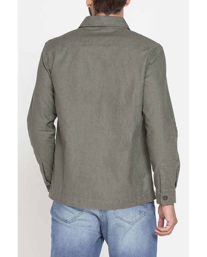 GIACCA CAMICIA IN LINO/COTONE CON TASCHE FRONTALI