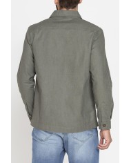 GIACCA CAMICIA IN LINO/COTONE CON TASCHE FRONTALI