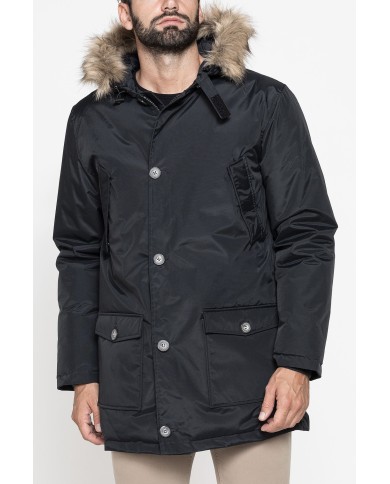 PARKA IMBOTTITO CON CAPPUCCIO E PELO ARTIFICIALE STACCABILE