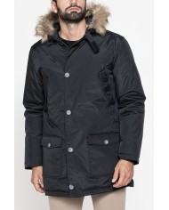 PARKA IMBOTTITO CON CAPPUCCIO E PELO ARTIFICIALE STACCABILE