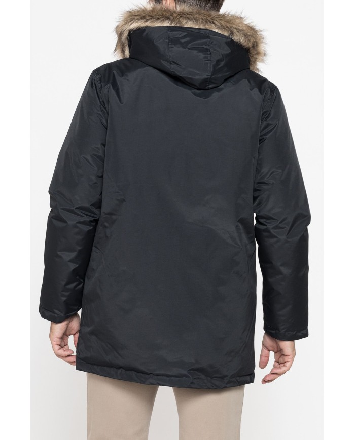 PARKA IMBOTTITO CON CAPPUCCIO E PELO ARTIFICIALE STACCABILE