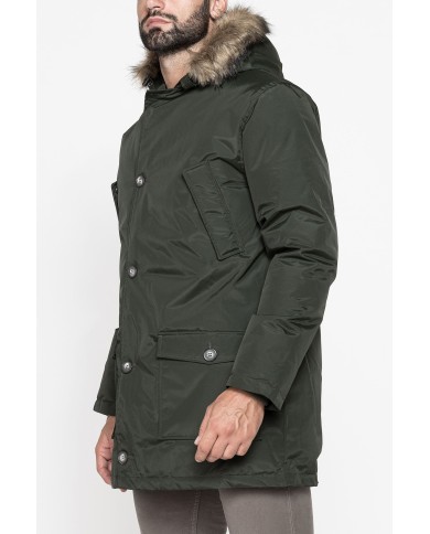 PARKA IMBOTTITO CON CAPPUCCIO E PELO ARTIFICIALE STACCABILE