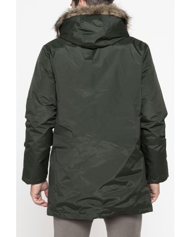 PARKA IMBOTTITO CON CAPPUCCIO E PELO ARTIFICIALE STACCABILE