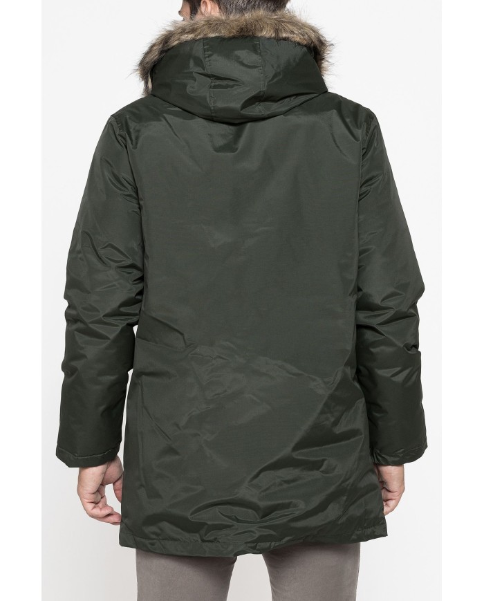 PARKA IMBOTTITO CON CAPPUCCIO E PELO ARTIFICIALE STACCABILE