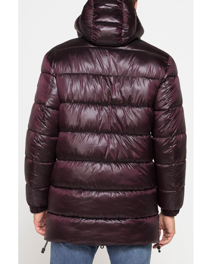 PARKA CON CAPPUCCIO GRANDI ZIP LATERALI IN NYLON LUCIDO