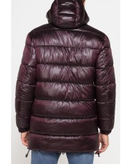 PARKA CON CAPPUCCIO GRANDI ZIP LATERALI IN NYLON LUCIDO