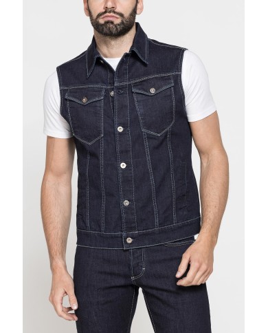 GILET IN DENIM ELASTICIZZATO 12,5 oz. SPINTECH ELASTIC COTONE SULLA PELLE.
