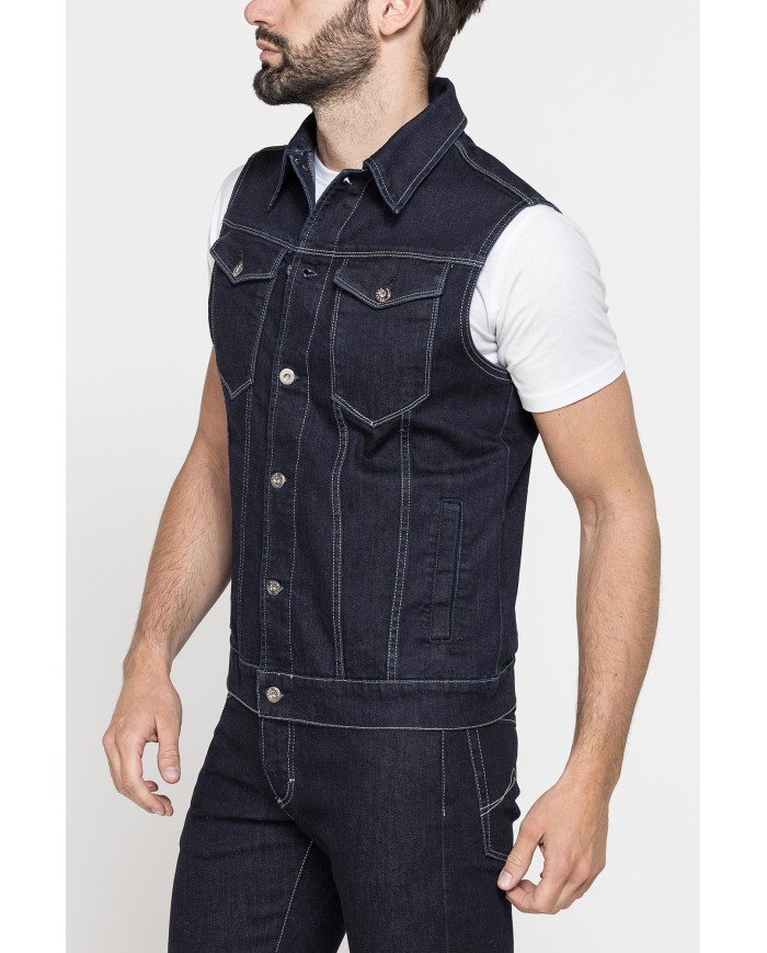GILET IN DENIM ELASTICIZZATO 12,5 oz. SPINTECH ELASTIC COTONE SULLA PELLE.