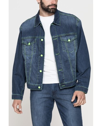 GIUBBINO IN DENIM CON CONTRASTI FLUO