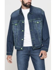 GIUBBINO IN DENIM CON CONTRASTI FLUO