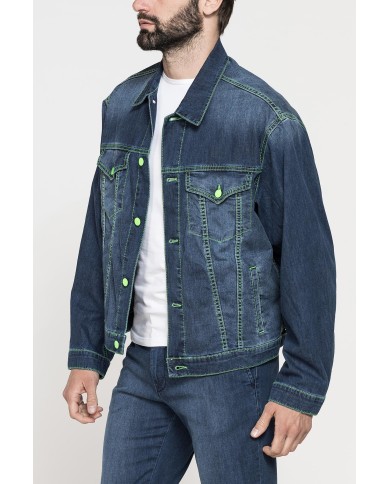 GIUBBINO IN DENIM CON CONTRASTI FLUO