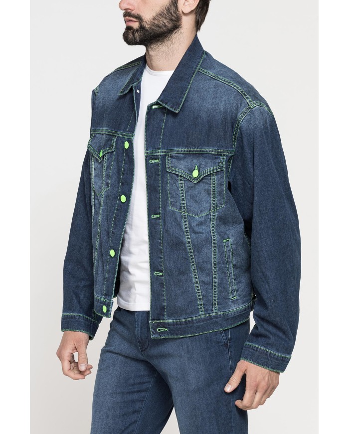 GIUBBINO IN DENIM CON CONTRASTI FLUO