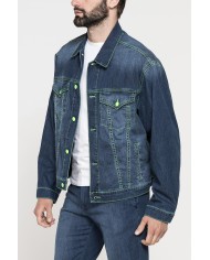 GIUBBINO IN DENIM CON CONTRASTI FLUO
