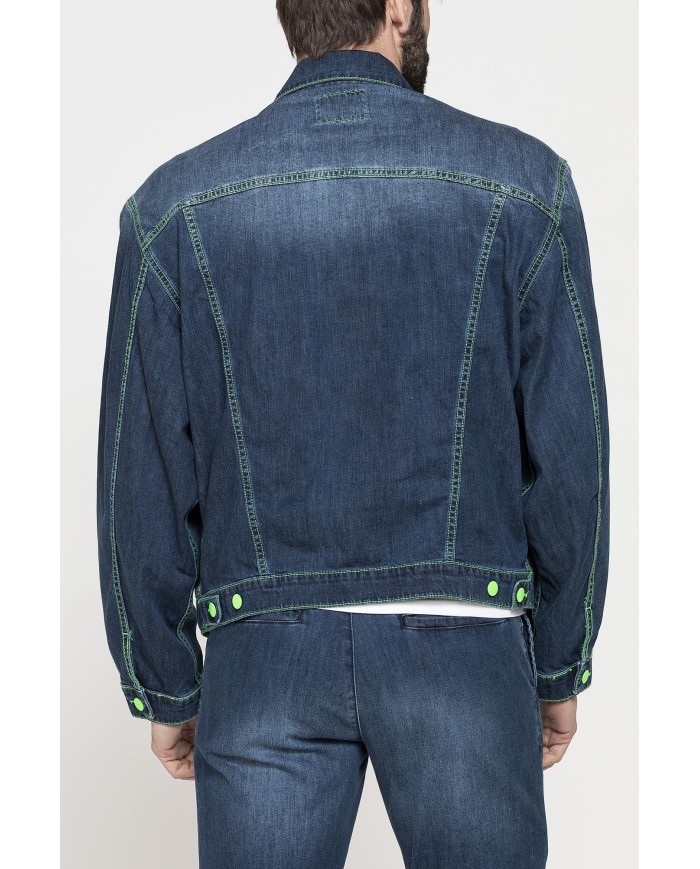 GIUBBINO IN DENIM CON CONTRASTI FLUO