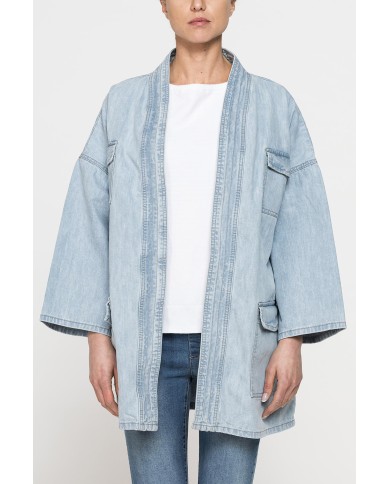 GIACCA KIMONO CON CINTURA IN DENIM 10,5oz