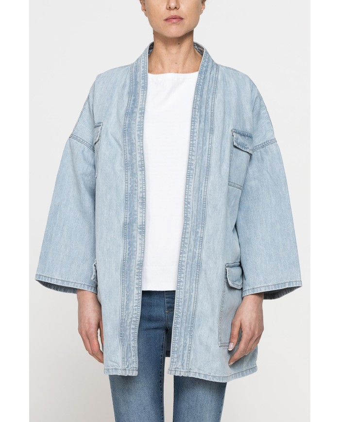 GIACCA KIMONO CON CINTURA IN DENIM 10,5oz